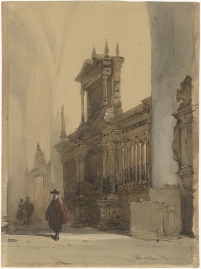 Chœur de la Nieuwe Kerk, Delft - Johannes Bosboom (signed by artist)