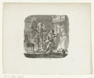 Deux hommes discutant près du feu - Johannes Christiaan Bendorp