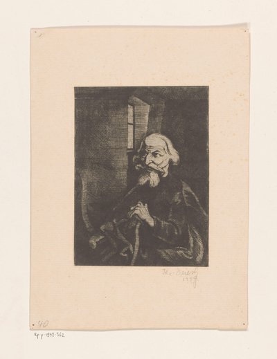 Vieil homme assis - Johannes Driesch (signed by artist)