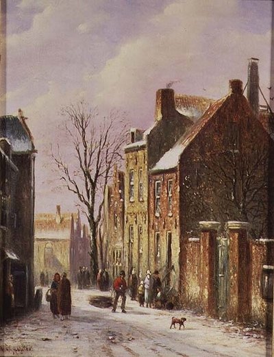 Scène de rue en hiver - Johannes Franciscus Spohler