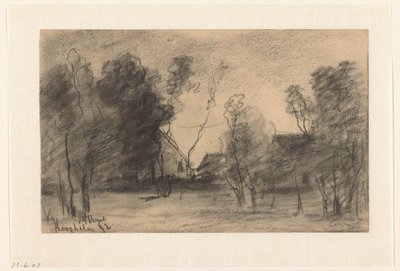 Groupe de maisons et arbres près de Hooghalen - Johannes Gijsbert Vogel