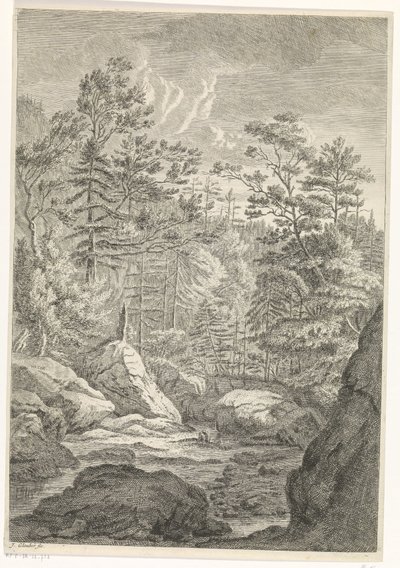 Ravin avec des arbres et un ruisseau - Johannes Glauber
