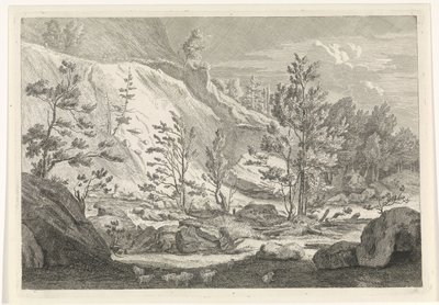 Ravin avec un troupeau de moutons (Paysages dans le massif de la Chartreuse) - Johannes Glauber