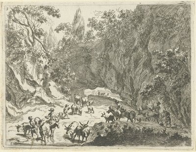 Paysage de montagne avec bergers et bétail - Johannes Gronsveld