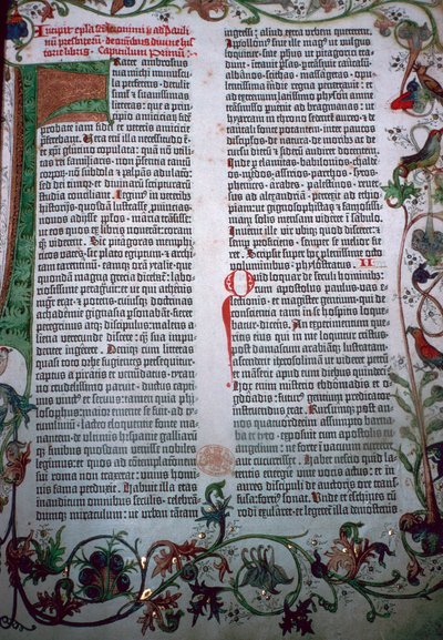 Une page de la Bible de Gutenberg, 15ème siècle - Johannes Gutenberg