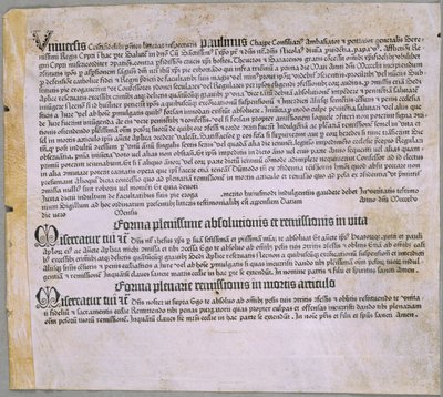 Lettre d’indulgence (pour l’expédition contre les Turcs et la défense de Chypre), (Mayence, Johannes Gutenberg, 1455) - Johannes Gutenberg