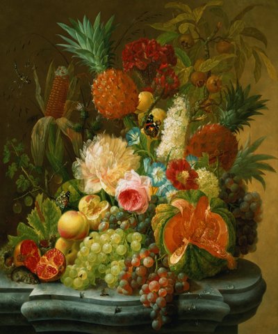 Nature morte avec un melon et des raisins - Johannes Hendrick Fredriks