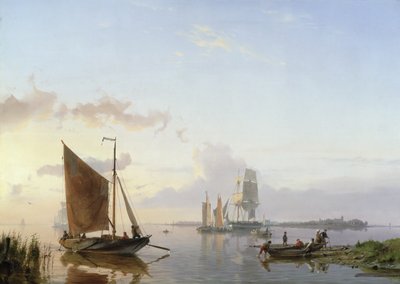 Voiliers dans un estuaire, 1853 - Johannes Hermann Barend Koekkoek