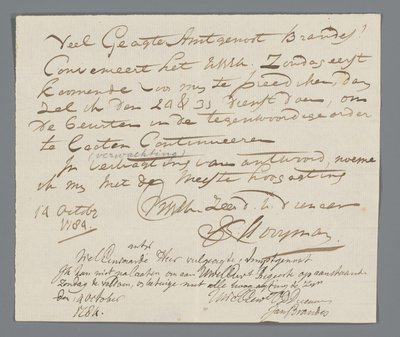 Lettre de ds. Hooyman à Jan Brandes - Johannes Hooyman