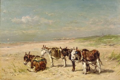 Ânes sur la plage - Johannes Hubertus Leonardus de Haas