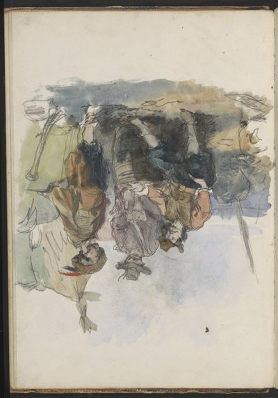 Trois hommes sur un quai - Johannes Huybertus van Hove Bzn