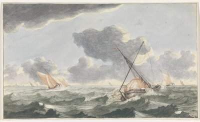 Affalage de la voile - Johannes Jacobsz van den Aveele (attributed to)