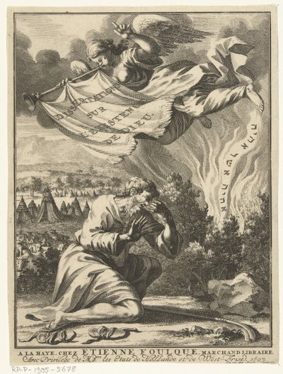 Moïse devant le buisson ardent (Page de titre pour Isaac Jaquelot, Dissertations sur l