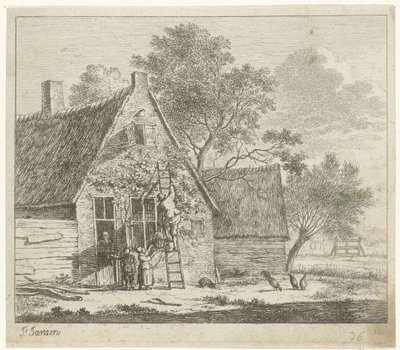 Ferme avec cour (Octobre, De twaalf maanden, De gecouleurde Teekeningen van de 12 Maanden) - Johannes Janson