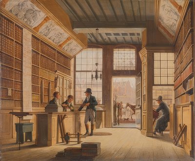 La boutique du libraire Pieter Meijer Warnars à Vijgendam, Amsterdam - Johannes Jelgerhuis