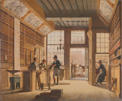 La boutique du libraire Pieter Meijer Warnars sur le Vijgendam à Amsterdam - Johannes Jelgerhuis