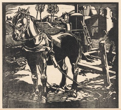 Cheval de charrette dételé - Johannes Josephus Aarts (signed by artist)
