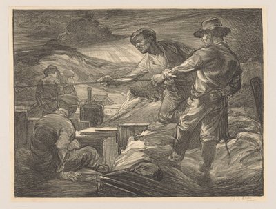 Travailleurs tirant une corde - Johannes Josephus Aarts (signed by artist)