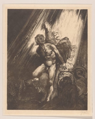 Ange déchu appuyé contre un rocher - Johannes Josephus Aarts (signed by artist)