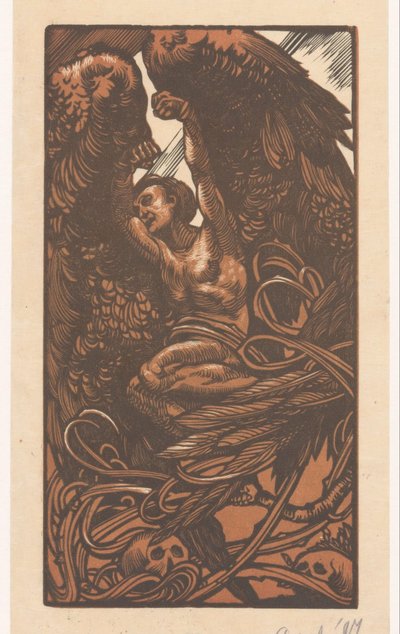 Femme ailée avec des crânes - Johannes Josephus Aarts (signed by artist)
