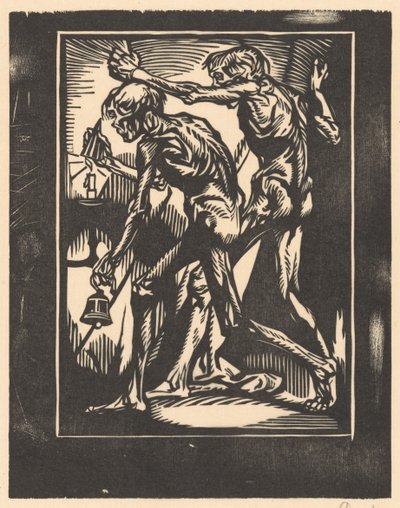 Deux hommes nus avec cloche et éteignoir - Johannes Josephus Aarts (signed by artist)