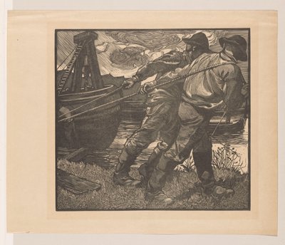 Travailleurs avec des cordes sur la rive - Johannes Josephus Aarts