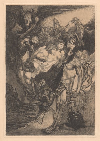 Homme à moitié nu avec monstres et créatures fantastiques - Johannes Josephus Aarts