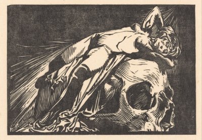 Femme allongée sur une tête de mort - Johannes Josephus Aarts
