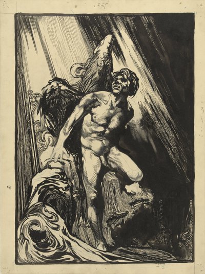 Lucifer dans un paysage rocheux près d