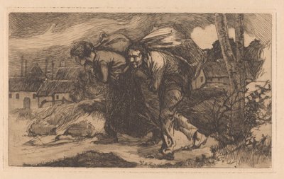 Homme et femme avec un sac sur le dos - Johannes Josephus Aarts