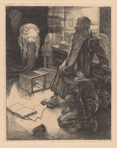 Deux hommes et un monstre dans un atelier - Johannes Josephus Aarts