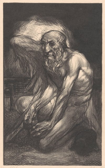 Homme barbu assis avec des ailes - Johannes Josephus Aarts
