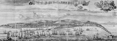 Une perspective de Bridge Town à la Barbade - Johannes Kip