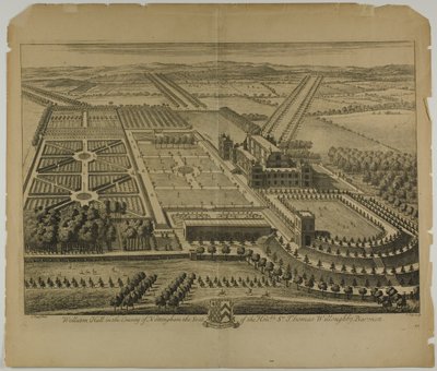 Wollaton Hall dans le comté de Nottingham, planche 68 de Britannia Illustrata - Johannes Kip