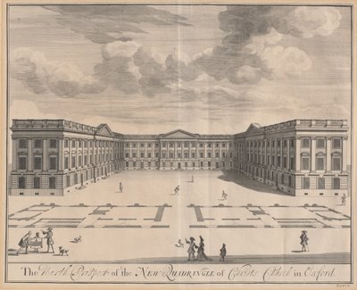 La perspective nord du nouveau quadrilatère de Christ Church à Oxford - Johannes Kip after Leendert Knijff