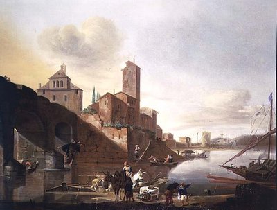Vue du Ponte Molle à Rome - Johannes Lingelbach