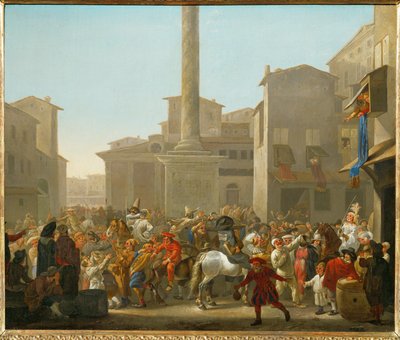 Carnaval de Rome (peinture sur toile) - Johannes Lingelbach