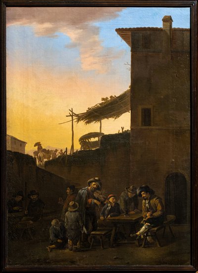 Buveurs devant une auberge italienne - Johannes Lingelbach