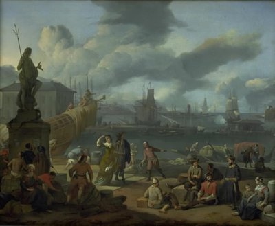 Port sud parmi les rochers - Johannes Lingelbach