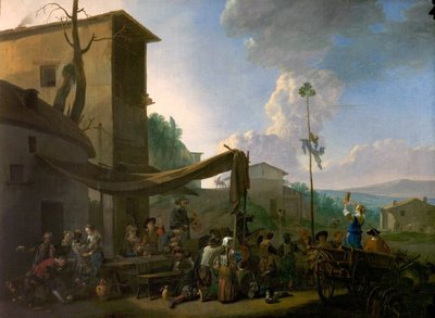 Scène de village avec paysans en fête - Johannes Lingelbach