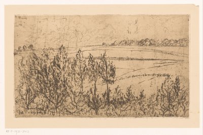 Paysage avec champs et arbres - Johannes Löhr