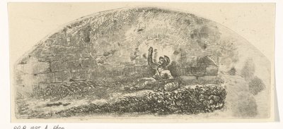Soldat assis contre un mur - Johannes Mock