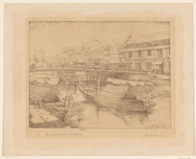 Pont rouge dans la basse ville de Surabaya à Java oriental - Johannes Nicolaas