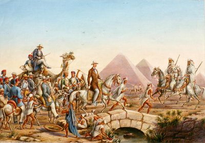 Prince Albert de Prusse avec son entourage visitant les Pyramides de Gizeh - Johannes Rabe