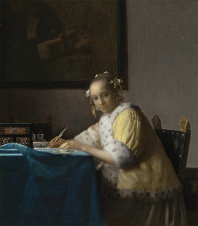 Une Dame Écrivant - Johannes Vermeer