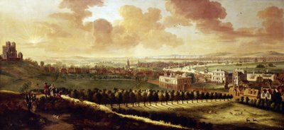 Vue de Greenwich et de Londres (Angleterre), vers 1680, avec l