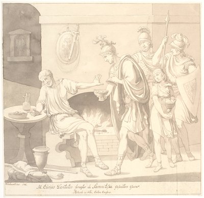 M. Curius Dantatus méprise les cadeaux des envoyés Samnites. Plutach: in vita. Caton Censoris. - Johannes Wiedewelt