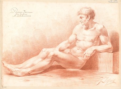 Nu masculin assis, vu de côté (1er prix 1789) - Johannes Ziesenis
