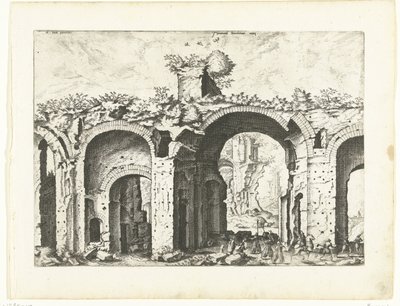 Deuxième vue des Thermes de Dioclétien, ruines romaines, 1561 (titre de la série) - Johannes of Lucas van Doetechum (attributed to)