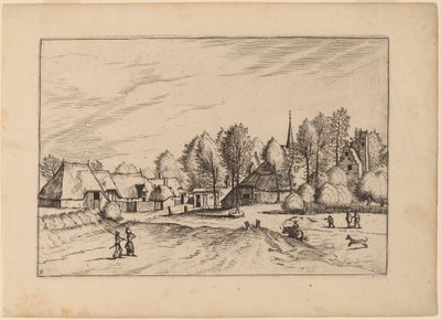 Village de campagne avec clocher - Johannes van Doetechum, the Elder and Lucas